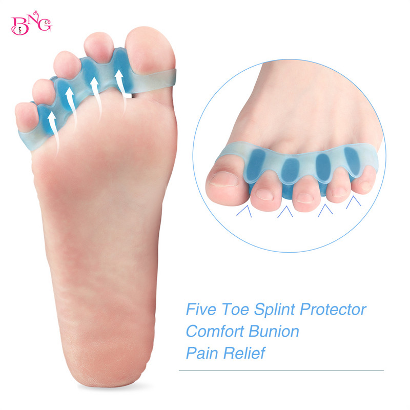 1 pora nagų pirštų skirtuvų silikoninių pėdų pirštų atskyrimo priemonių, lanksčios buniono korektorius tiesintuvo pirštų tarpiklio pėdų priežiūros priemonė
