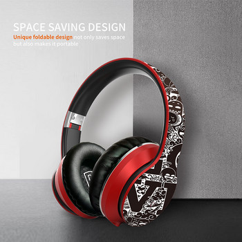 Νέα Fashion Graffiti Headphones Bluetooth 5.0 Headset Wireless Earphone Headphone for Phone IOS Android PC Υποστήριξη Ενσύρματο TF FM