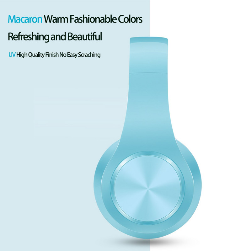 Noua sosire Macaron Colors Audio stereo Mp3 Căști Bluetooth Căști fără fir Suport pentru căști Card SD cu microfon Redare 20 de ore