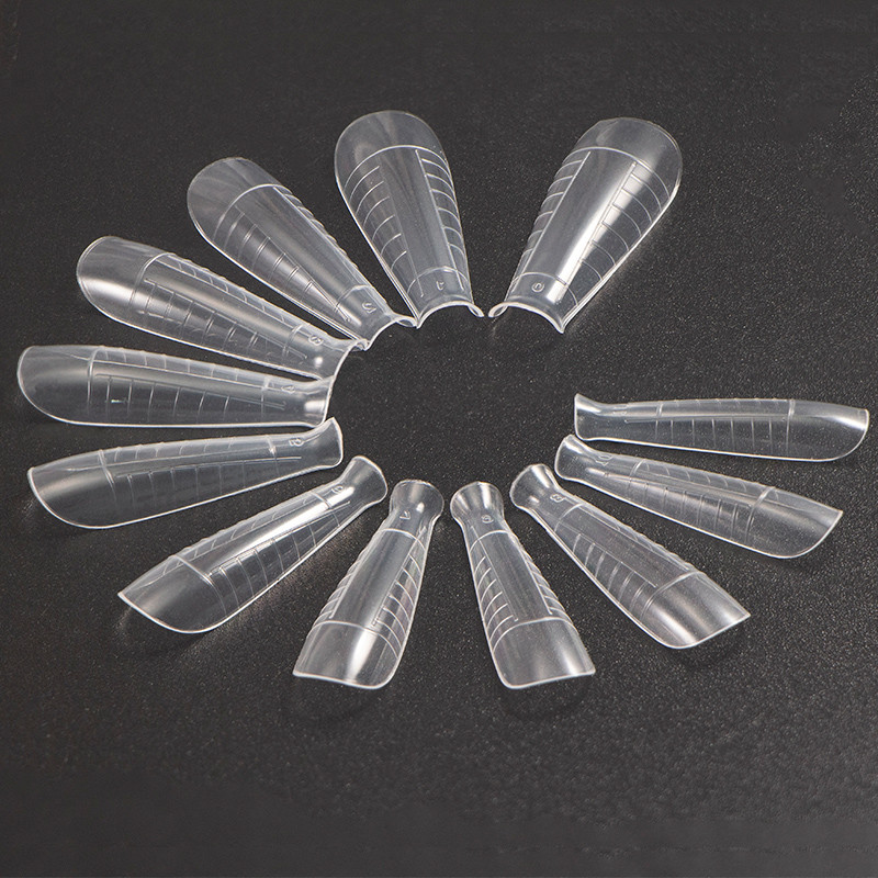 120Pcs Plastični oblik Lažni vrhovi za nokte za produljenje kalupa za nokte Gornji oblici za izgradnju UV gela za poli gel za nokte Qiuck kalup za produljenje