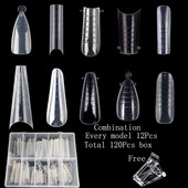Kutija od 120 komada Dvostruki oblici za nokte Kalupi za produžetke Brza izgradnja Poli UV gel gornji oblici za vrhove Almond Lijes Višekratni gornji oblici za višekratnu upotrebu