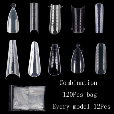Kutija od 120 komada Dvostruki oblici za nokte Kalupi za produžetke Brza izgradnja Poli UV gel gornji oblici za vrhove Almond Lijes Višekratni gornji oblici za višekratnu upotrebu