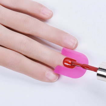 26 τεμ. Rose Red Nail Protector Cover 10 Sizes Plastic Nail Polish Protector Nail Art UV Gel Polish Finger Cover Εργαλεία μανικιούρ