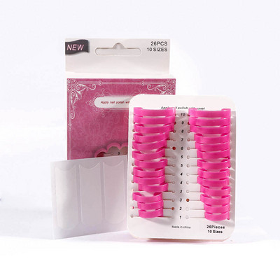 26 vnt. rožinis raudonas nagų apsauginis dangtelis 10 dydžių plastikinis nagų lako apsauginis nagų dailė UV gelio lakas pirštų padengimas manikiūro įrankiai