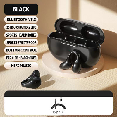 TWS Bluetooth 5.3 Austiņas Bone Conduction Austiņas Bezvadu 36 stundas Akumulatora darbības laiks Austiņas Sporta austiņas Ausu āķis ar mikrofonu