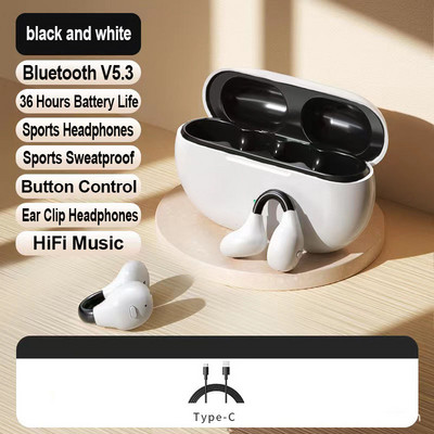TWS Bluetooth 5.3 Austiņas Bone Conduction Austiņas Bezvadu 36 stundas Akumulatora darbības laiks Austiņas Sporta austiņas Ausu āķis ar mikrofonu