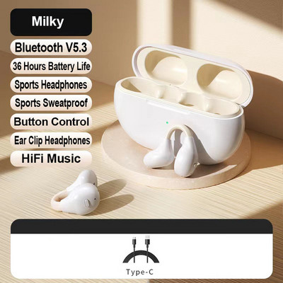 TWS Bluetooth 5.3 Austiņas Bone Conduction Austiņas Bezvadu 36 stundas Akumulatora darbības laiks Austiņas Sporta austiņas Ausu āķis ar mikrofonu