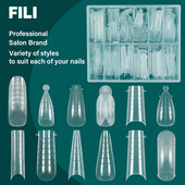 FILI 144/120 DB Kettős formájú Nail Poly UV Nails Gel System átlátszó újrafelhasználható barkács körömhosszabbító forma Gyors építő köröm felső forma