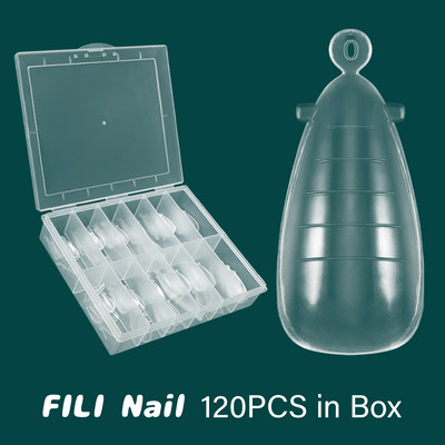 FILI 144/120 DB Kettős formájú Nail Poly UV Nails Gel System átlátszó újrafelhasználható barkács körömhosszabbító forma Gyors építő köröm felső forma
