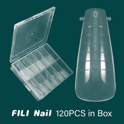 FILI 144/120 DB Kettős formájú Nail Poly UV Nails Gel System átlátszó újrafelhasználható barkács körömhosszabbító forma Gyors építő köröm felső forma