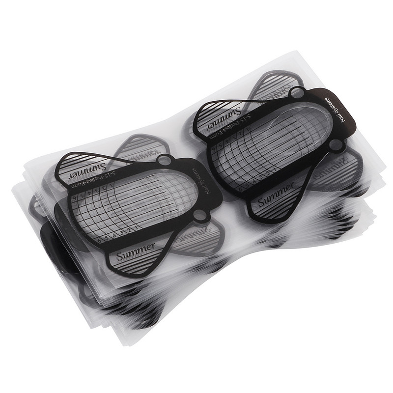 Monja Fish Shape Nail Art Francia akril UV gél tippek Extension Builder Form Guide Stencil manikűr eszköz