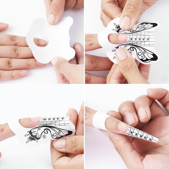 100 бр./чанта Професионални форми за нокти Стикери Гел Акрилно удължаване Изграждане Ноктопластика Френски маникюр Лазерно изграждане Дизайн на мухъл