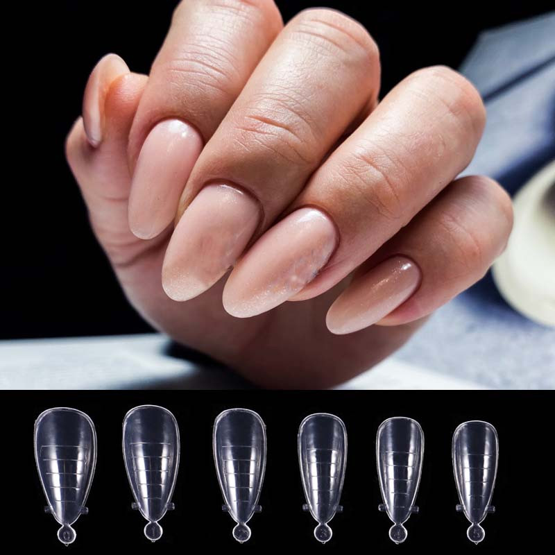60 db táska kettős forma hosszabbításhoz Orosz Nails Art Tips Quick Builder UV Gel Top Forms Forma akril körmök manikűr eszköz
