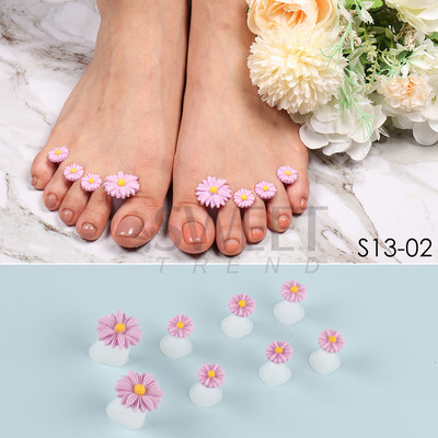 8PCS. Daisy Gem Nail Art Separatori za prste Silikonski separatori za stopala za prste Gel lak pribor za salone Pedikura Alat za manikuru SWS13