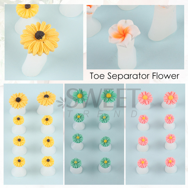 8PCS. Daisy Gem Nail Art Separatori za prste Silikonski separatori za stopala za prste Gel lak pribor za salone Pedikura Alat za manikuru SWS13