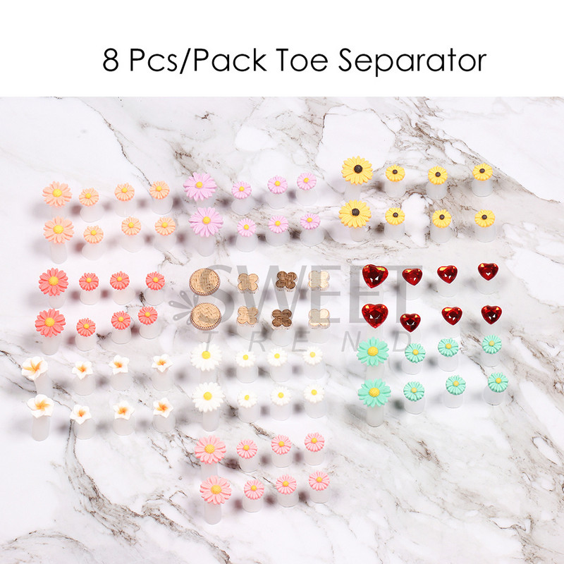 8PCS. Daisy Gem Nail Art Separatori za prste Silikonski separatori za stopala za prste Gel lak pribor za salone Pedikura Alat za manikuru SWS13