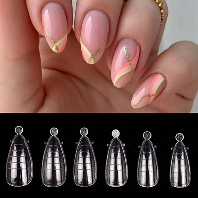 Forme duble pentru unghii Gel poli UV pentru vârfuri de extensie Mucegai Rusia Migdale Unghii acrilice Forme superioare Diy Art Finger Forme superioare artificiale