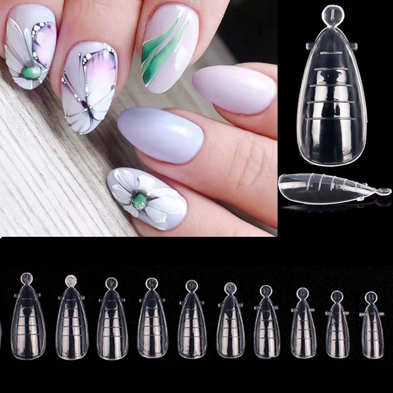 Forme duble pentru unghii Gel poli UV pentru vârfuri de extensie Mucegai Rusia Migdale Unghii acrilice Forme superioare Diy Art Finger Forme superioare artificiale