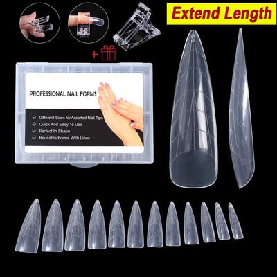 Quick Mold Tips Dual Forms Finger Nail Art UV Poly Nail Gel Clear Building Mold False Nail Tips Finger Extension Fake Tip