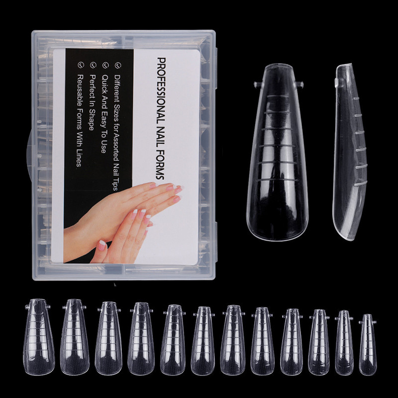 Greiti pelėsių antgaliai Dviejų formų pirštų nagų dailė UV polietileno nagų gelis skaidrus statybinis pelėsis netikrų nagų galiukai pirštų priauginimas netikras antgalis