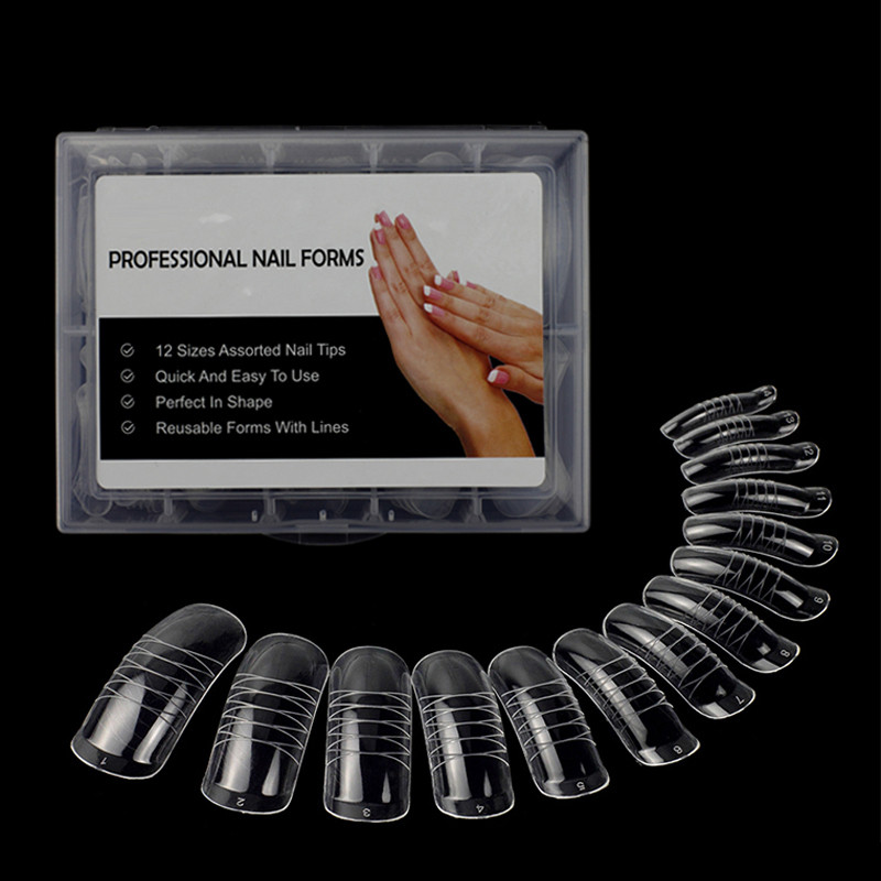 Greiti pelėsių antgaliai Dviejų formų pirštų nagų dailė UV polietileno nagų gelis skaidrus statybinis pelėsis netikrų nagų galiukai pirštų priauginimas netikras antgalis