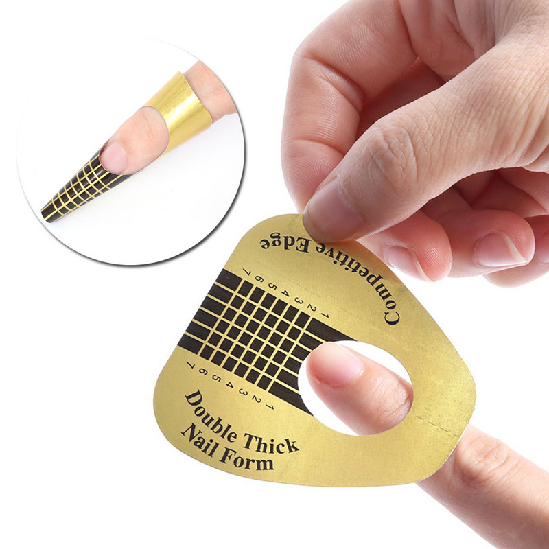 50 komada Brza izrada obrazaca za nokte Kalup za izradu oblika Vodič Šablona za nadogradnju noktiju UV gel Savjeti Francuska manikura DIY Alat za nokte