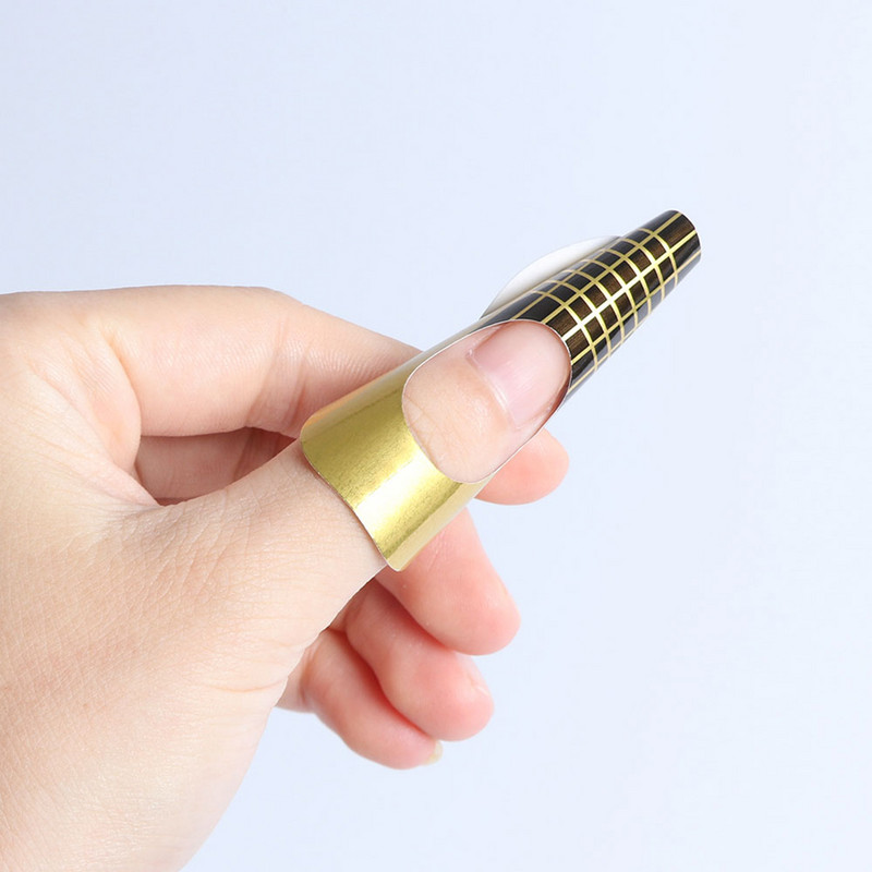 50 komada Brza izrada obrazaca za nokte Kalup za izradu oblika Vodič Šablona za nadogradnju noktiju UV gel Savjeti Francuska manikura DIY Alat za nokte