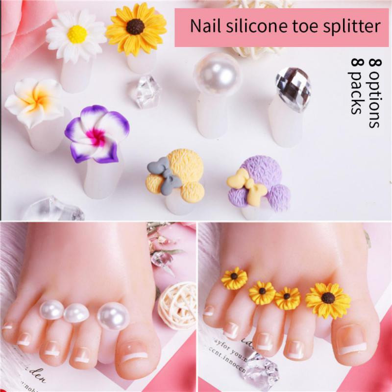 8pcs/Lot Mekani silikonski odvajač za nožne prste Oblik za pregradu za prste Manikura Pedikura Njega Nail Art Držač za cvijeće Dodatak