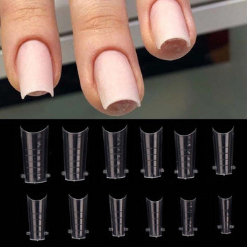 Κουτί 120 τμχ Κουτί Dual Nail Form Poly Extension Gel Fake Nails Square Nails Mold Tips Full Cover System UV Acrylic DIY Upper Forms