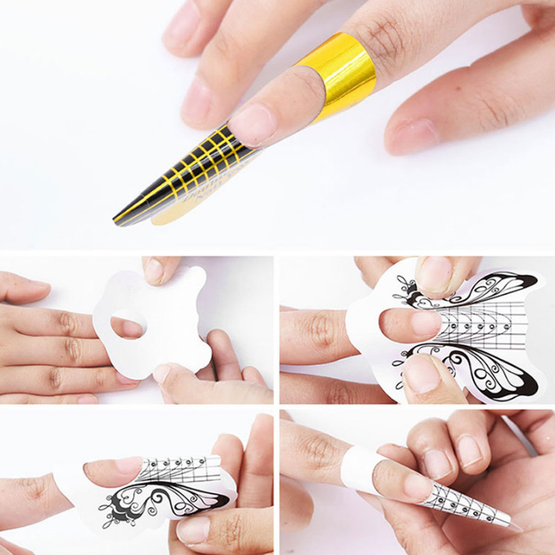 100kom/lot Alati za uređenje noktiju Obrasci za nokte Naljepnica za produžetke UV gel za izgradnju Samoljepljivi vodič za manikuru Dodaci za salone