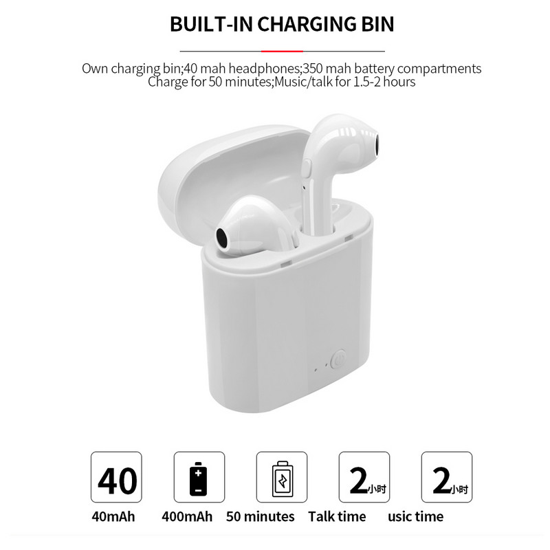 10 gab i7s Tws Bluetooth 5.0 austiņas bezvadu austiņas stereoaustiņas mini austiņas ar HD mikrofonu iPhone Xiaomi tālrunim