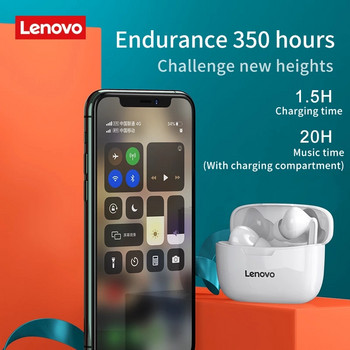 Ασύρματο ακουστικό Lenovo XT90 TWS Bluetooth 5.0 Κουμπί αφής αθλητικών ακουστικών IPX5 Αδιάβροχα ωτοασπίδες με κουτί φόρτισης 300 mAh