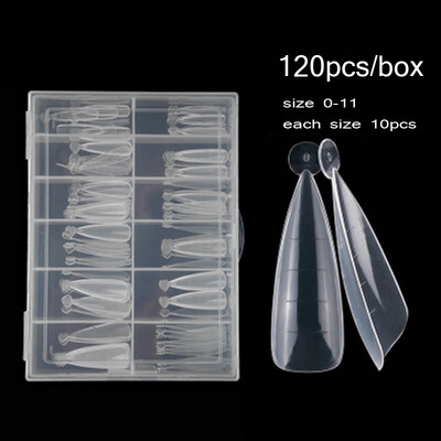 120db/doboz Clear Dual Extra hosszú körömformák körömrendszer Quick Building Gel Forma Tips for Körömhosszabbító Form UV Gel Forms Tips YT