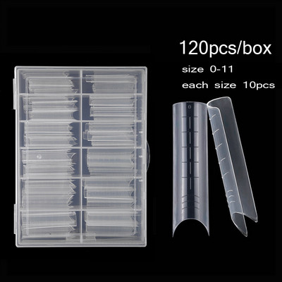 120db/doboz Clear Dual Extra hosszú körömformák körömrendszer Quick Building Gel Forma Tips for Körömhosszabbító Form UV Gel Forms Tips YT