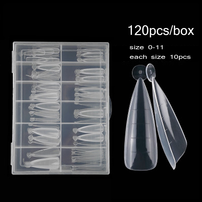 120db/doboz Clear Dual Extra hosszú körömformák körömrendszer Quick Building Gel Forma Tips for Körömhosszabbító Form UV Gel Forms Tips YT