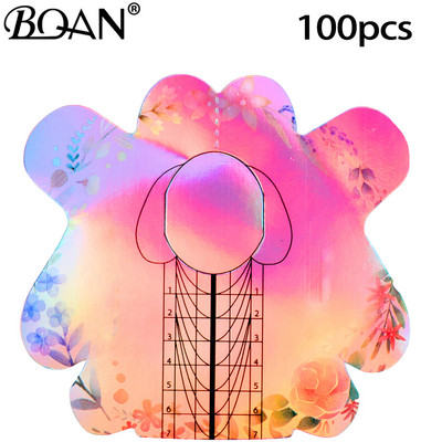 BQAN 100/300 komada Kvadrat/Romb/Štileto Laser Gradijent Oblik noktiju Akrilni nokti UV Gel Vodič za produžavanje noktiju Samoljepljivi S