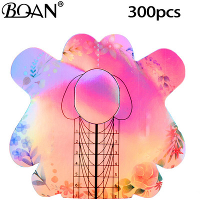 BQAN 100/300 komada Kvadrat/Romb/Štileto Laser Gradijent Oblik noktiju Akrilni nokti UV Gel Vodič za produžavanje noktiju Samoljepljivi S