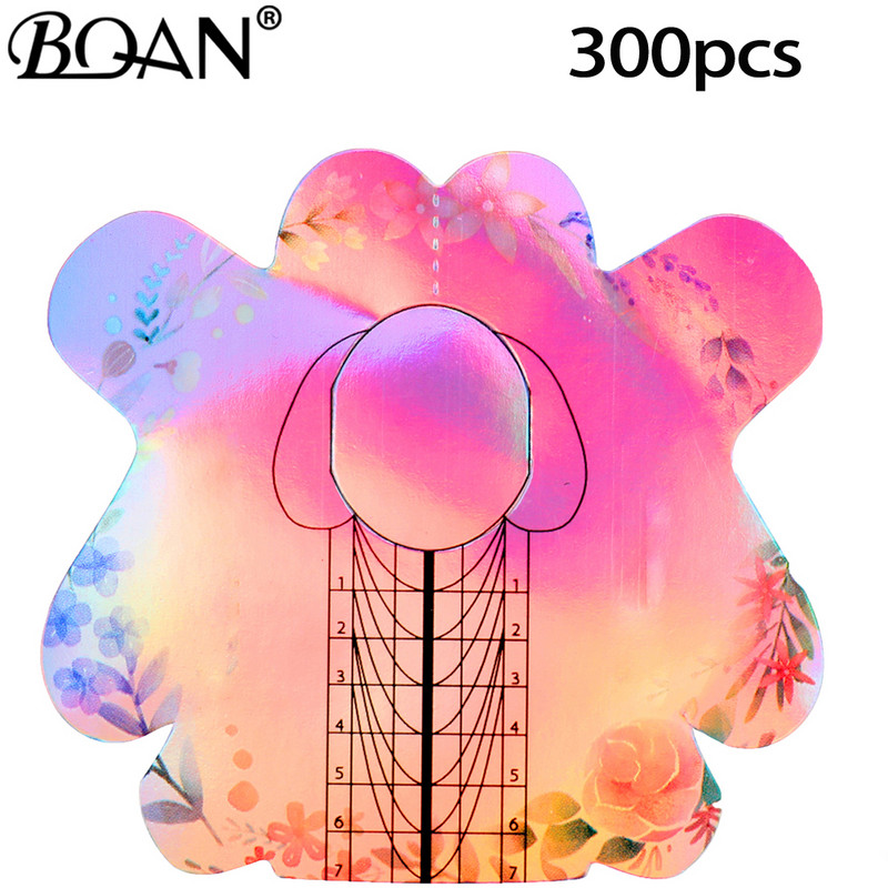 BQAN 100/300 komada Kvadrat/Romb/Štileto Laser Gradijent Oblik noktiju Akrilni nokti UV Gel Vodič za produžavanje noktiju Samoljepljivi S