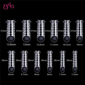 BNG 120Pcs Clear Dual Nail Forms Full Cover False Nail Tips Arched for Poly Nail Extension Gel Form Top Form (Σχήμα U)