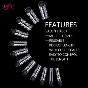 BNG 120Pcs Clear Dual Nail Forms Full Cover False Nail Tips Arched for Poly Nail Extension Gel Form Top Form (Σχήμα U)