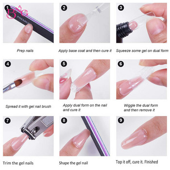 BNG 120Pcs Clear Dual Nail Forms Full Cover False Nail Tips Arched for Poly Nail Extension Gel Form Top Form (Σχήμα U)