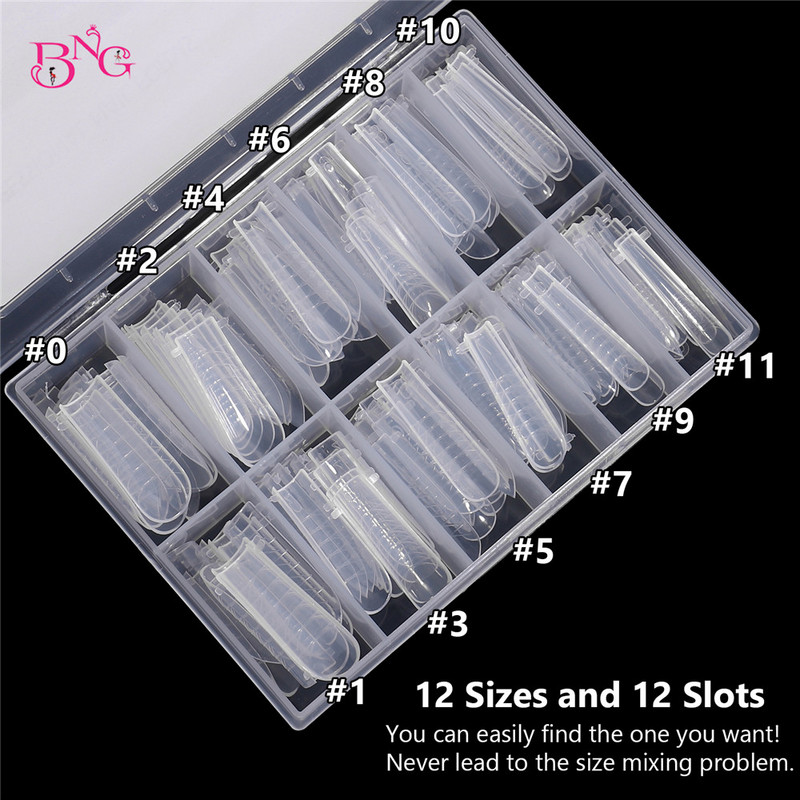 BNG 120 komada prozirnih dvostrukih oblika za nokte Punopokriveni vrhovi za umjetne nokte zaobljeni za višenamjenski kalup za gel za nokte, gornji oblik (U oblik)