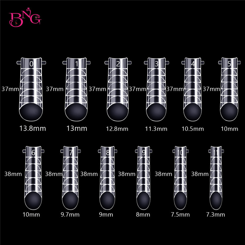 BNG 120 komada prozirnih dvostrukih oblika za nokte Punopokriveni vrhovi za umjetne nokte zaobljeni za višenamjenski kalup za gel za nokte, gornji oblik (U oblik)