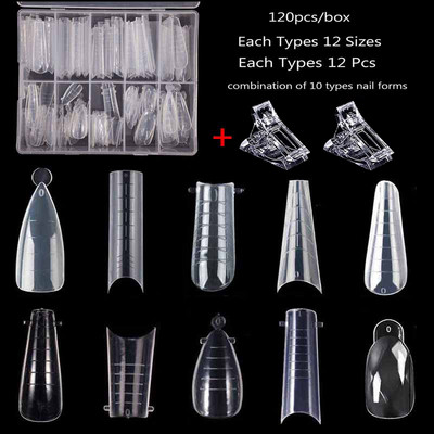 Kompleti s dvostrukim oblicima za UV nadogradnju gelom Umjetni savjeti za nokte Produženje kalupa za umjetnost prstiju Gornji obrasci za nokte Produžni kalup