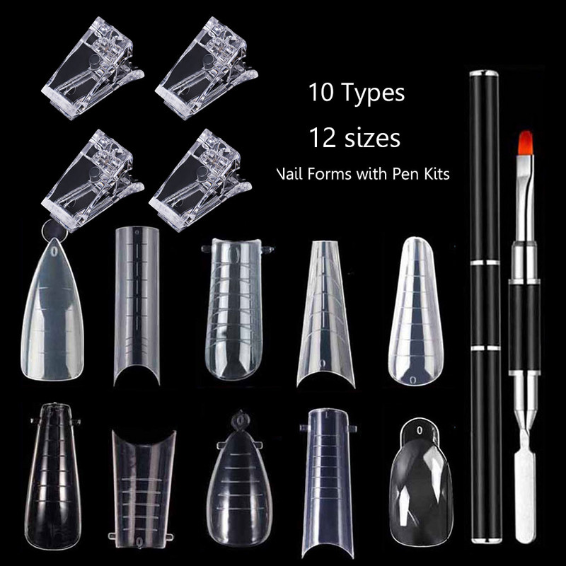 Kompleti s dvostrukim oblicima za UV nadogradnju gelom Umjetni savjeti za nokte Produženje kalupa za umjetnost prstiju Gornji obrasci za nokte Produžni kalup