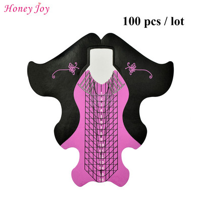 100 komada Okrugli vrhovi Dizajn Nail Art Forms Naljepnica Tvrdi Nail Forms Vodič za produžavanje Samoljepljivi savjeti za akril UV gel Nail Art