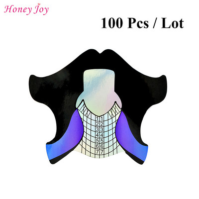 100 komada Okrugli vrhovi Dizajn Nail Art Forms Naljepnica Tvrdi Nail Forms Vodič za produžavanje Samoljepljivi savjeti za akril UV gel Nail Art