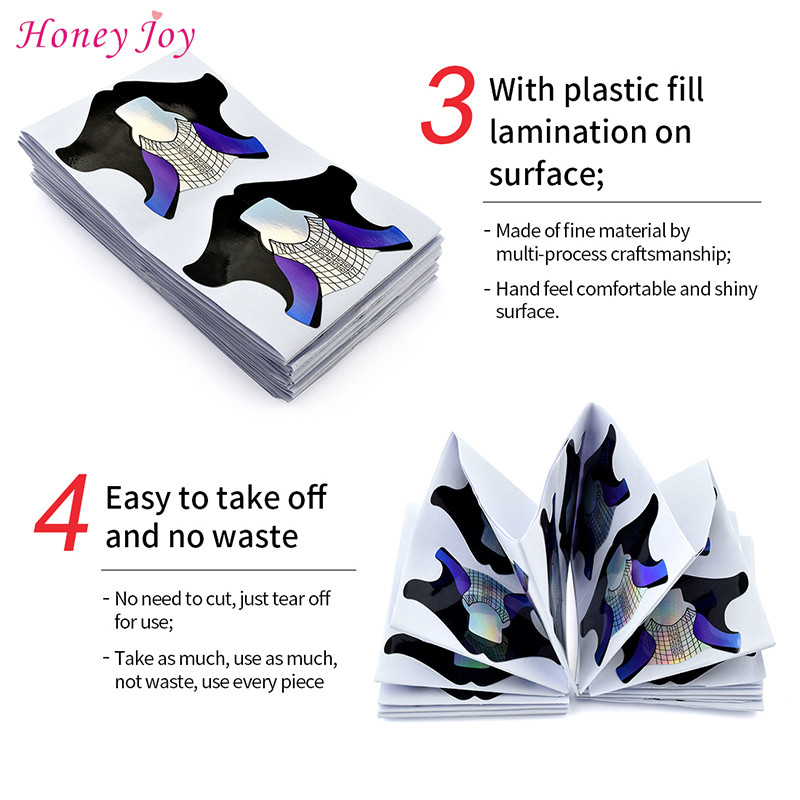 100 komada Okrugli vrhovi Dizajn Nail Art Forms Naljepnica Tvrdi Nail Forms Vodič za produžavanje Samoljepljivi savjeti za akril UV gel Nail Art