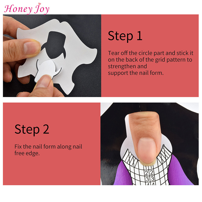 100 komada Okrugli vrhovi Dizajn Nail Art Forms Naljepnica Tvrdi Nail Forms Vodič za produžavanje Samoljepljivi savjeti za akril UV gel Nail Art