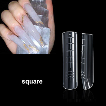 120Pcs Двойни форми Система за удължаване на ноктите Многократно използвани фалшиви нокти Съвети за бързо изграждане Поли UV гел Горна форма Горни форми за нокти